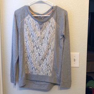 Gray long sleeve with lace